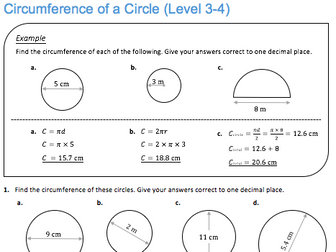 Circumference of a Circle (Level 3-4)