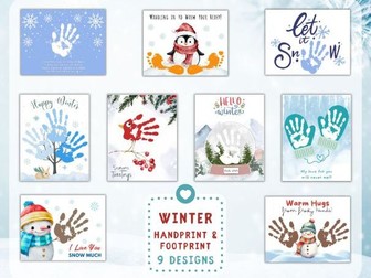 Winter Handprint & Footprint Craft Bundle – 9 Printable Winter Art