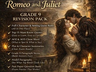 Romeo & Juliet Grade 9 Pack + Quotes / Context / AO2 / Character Sheets/ Questions