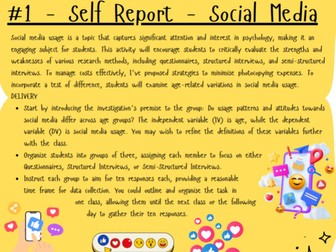 Self report methods in Psychology - Teaching activities