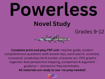 Novel Study for Powerless by Lauren Roberts