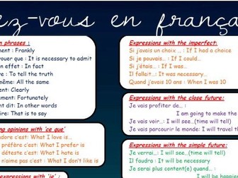 Advanced French support sheet