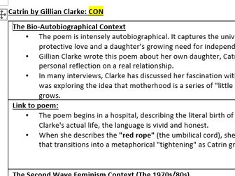 WJEC Poetry 2027 Catrin Historical Context revision sheet