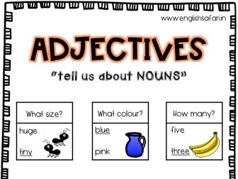 Adjectives or Describing words anchor chart