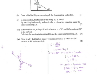 Forces and Equilibrium Exam Paper Question (with full solution)