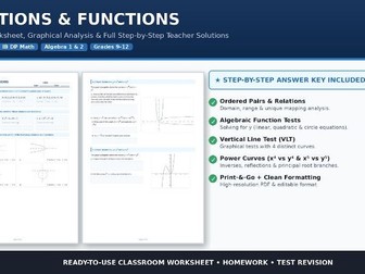Functions & Relations Worksheet with Graphs