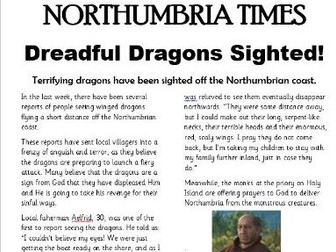 Newspaper Report Comprehension Year 4 Vikings Sighted
