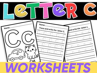 Beginning with the Letter C |Letter C Recognition and Handwriting|Letter formation Tracing Worksheet