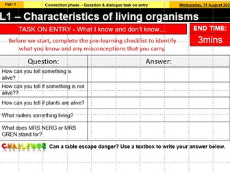 Characteristics of living organisms