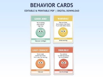 Classroom Behavior Cards for Kids | Consequence Cards | Good Behavior Cards