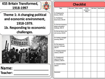 A Level History Edexcel Britain Transformed, 1948-79 theme 1B booklet