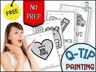 Q-Tip Painting Back to School - Dot Art Pages