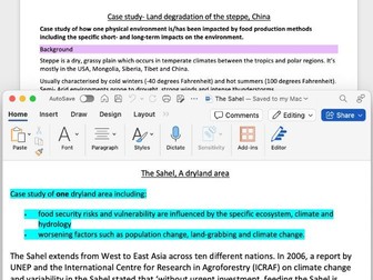 OCR A Level geography Future of Food Case Studies