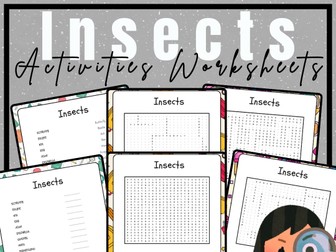 Insects - Word Search, Scramble & Reverse Search Fun No Prep Activities