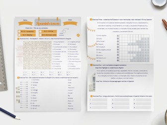 Spanish town & places in town worksheet (cover lesson/revision/homework)