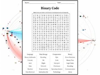 Binary Code Word Search Puzzle Worksheet Activity