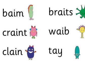 Phonics Screening Check Revision Booklet Phase 2-5 real and alien words (Over 90 pages)