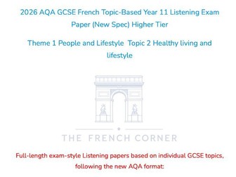 2026 AQA GCSE French Higher Listening Paper 1.2 Healthy living with Realistic Exam Audio