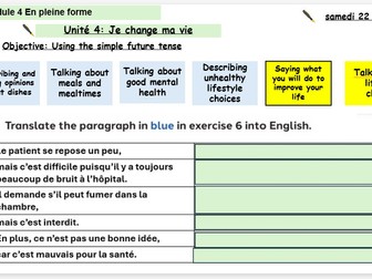 New French AQA Higher GCSE Module 4 En pleine forme Unit 3 Je change de vie