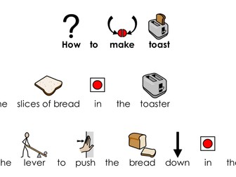 Making toast - Widgit symbolled instructions