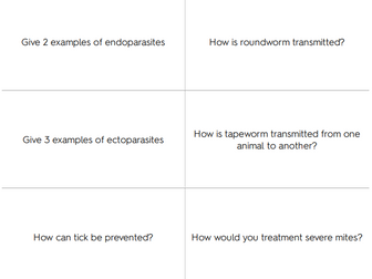 Btec Animal Care Unit 1 Exam Revision Flashcards (Parasites)