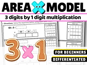 Area Model Multiplication Worksheets: 3-Digit by 1-Digit | Box Method | KS2 Maths Resource