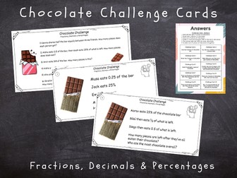 Chocolate Challenge Cards – Fractions, Decimals and Percentages