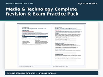 AQA GCSE French 8652 - Media & Technology Complete Revision & Exam Practice Pack