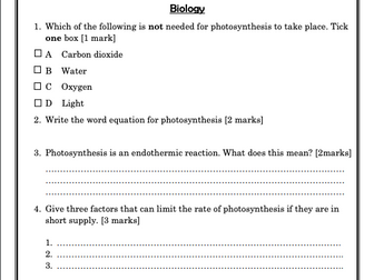 Combined Science Exam style Q Booklet