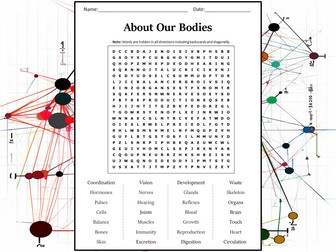 About Our Bodies Word Search Puzzle Worksheet Activity