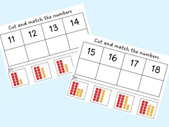 Cut and Match Teen Numbers