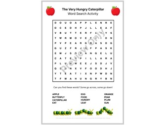 The Very Hungry Caterpillar Word Search Activity