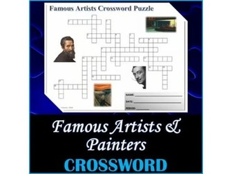 Famous Artists & Painters Crossword Puzzle Activity Worksheet
