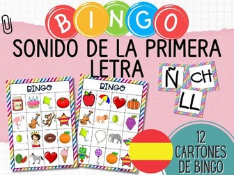 Spanish Beginning Sounds Bingo – Initial Sounds Phonics Game (12 Cards | Primary)