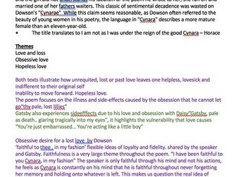 The Great Gatsby and Poetry pre 1900's comparisons