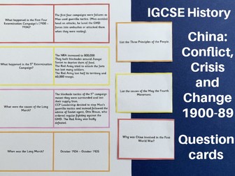 Edexcel IGCSE History China: Conflict, Crisis and Change question and answer cards