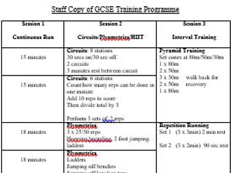 GCSE PE 6 week fitness training programme