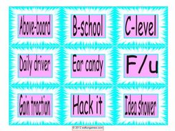 Slang at Work Cards #1-4 Pages = 36 Cards