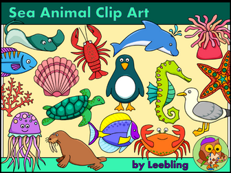 Sea Animal Clip Art - Colour and B/w Sea Creatures