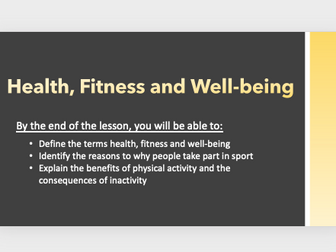 GCSE PE - Health, Fitness and Well-being