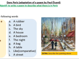 Lesson on poem Dans Paris