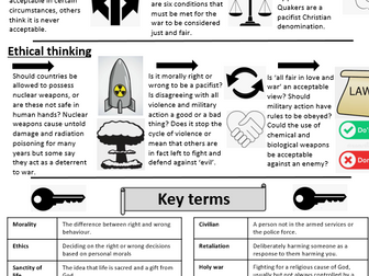 Peace and conflict knowledge organiser / title page