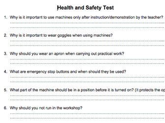 D&T Health & Safety Resources (KS3 Tests - KS4 PP's)