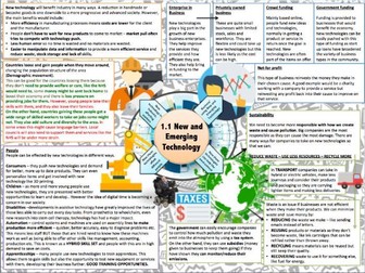 Edexcel DT 9-1 GCSE - Core: 1.1 and 1.2 New and Emerging Technology - Revision sheet