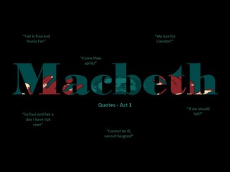 Macbeth Act 1 Quote Selection - Flashcard Support