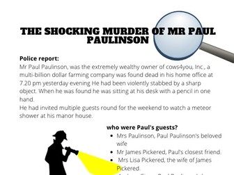 Murder mystery worksheet