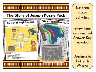 The Story of Joseph Word Search and Crossword Puzzle Activity Pack