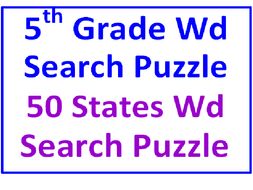 Fifth Grade Word Search Puzzle PLUS 50 States Word Search Puzzle (2 Puzzles)