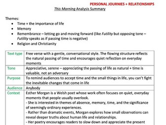 ‘This Morning’ by Esther Morgan Poem Analysis Oxford AQA English GCSE 'People and Places' Anthology