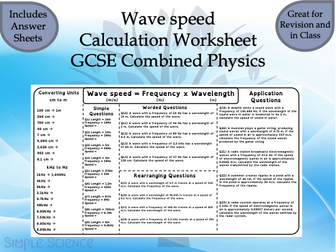 Wave Speed Calculation Worksheet with Answers - GCSE Physics Paper 2 Waves